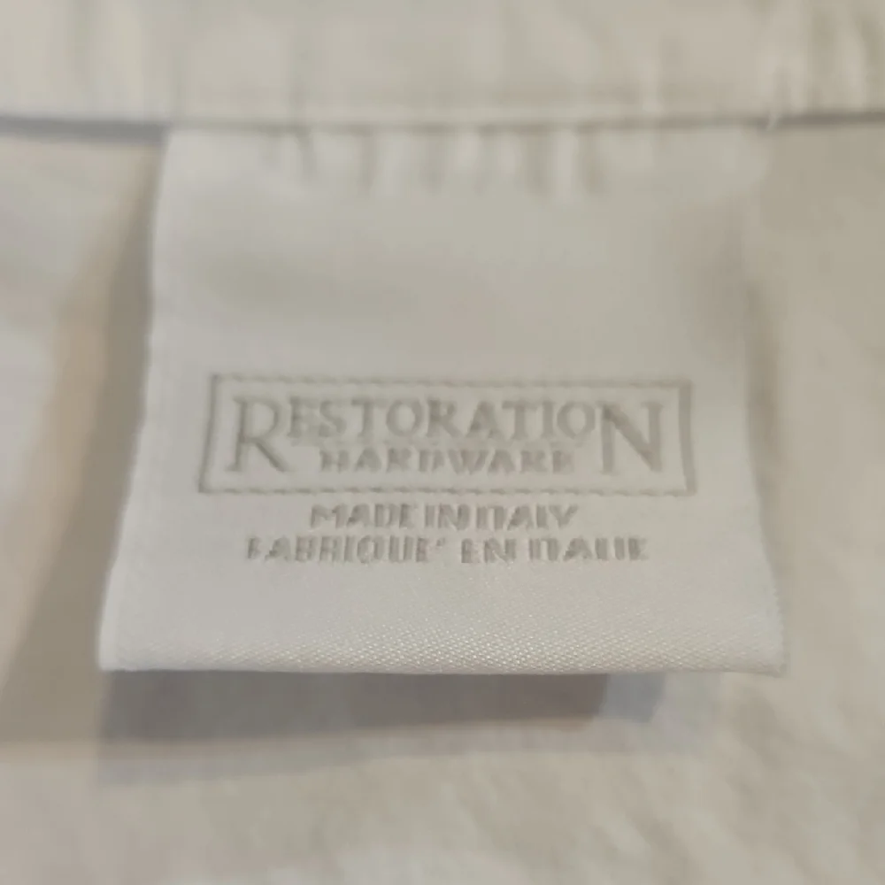 Restoration Hardware White Black Italian Tipped Satin Stitch Full Duvet Cover
